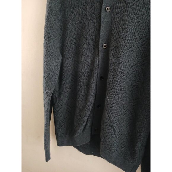 Madewell Mens M Diamond Stitch Cardigan Sweater Softwool Cashmere Mix Dark Navy - Picture 2 of 6
